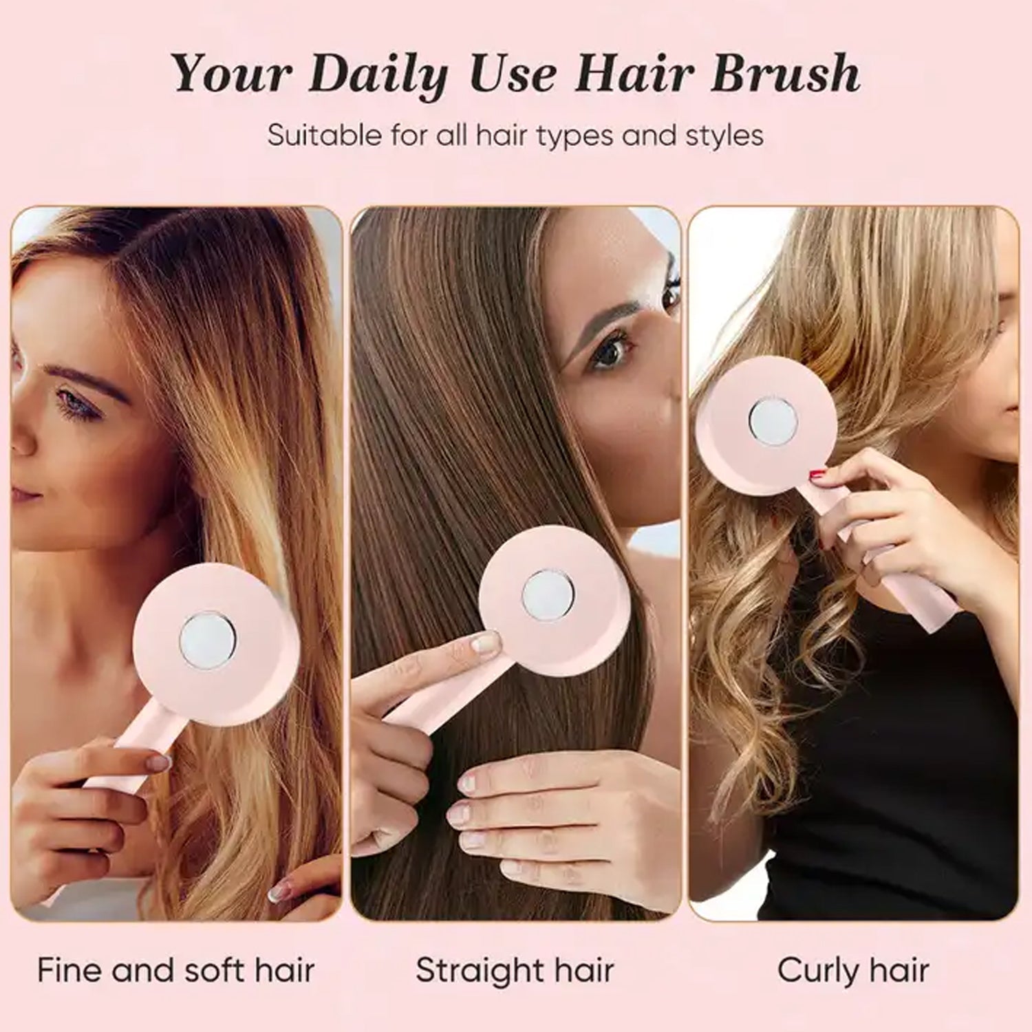 Air Cushion Massage Brush, Airbag Massage Comb with Long Handle, Self-Cleaning Hair Brush, Detangling Anti-Static for All Hair